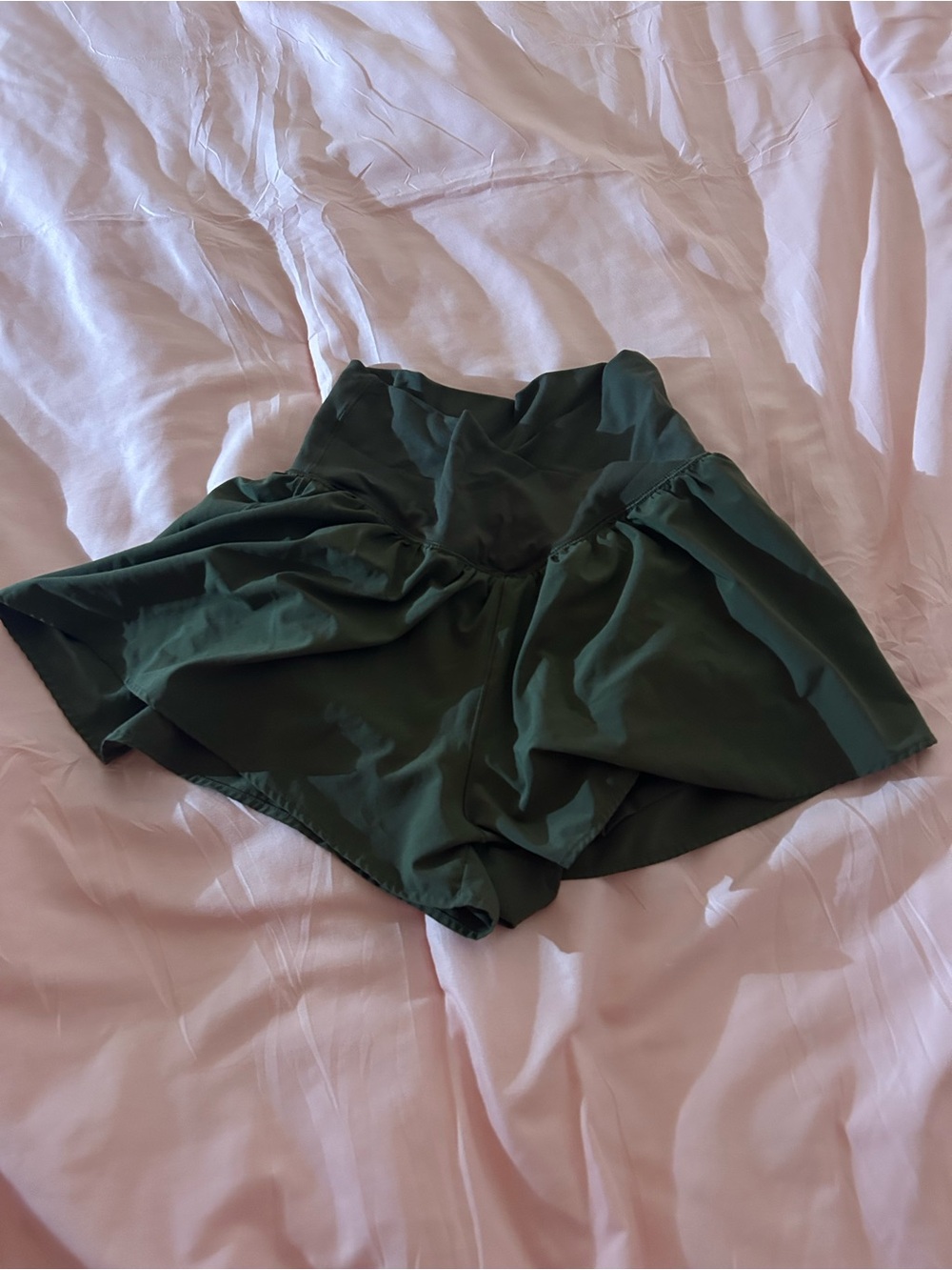 aerie Dark Green High-Waist Athletic Shorts